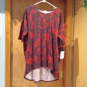 LuLaRoe Red and Blue Floral Blouse